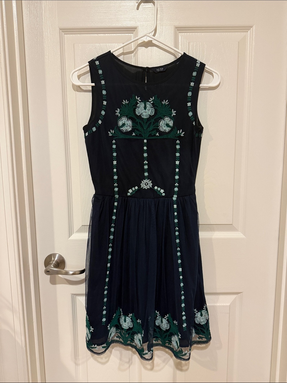 Jack Wills Navy Blue Embroidered Floral Camisole Dress